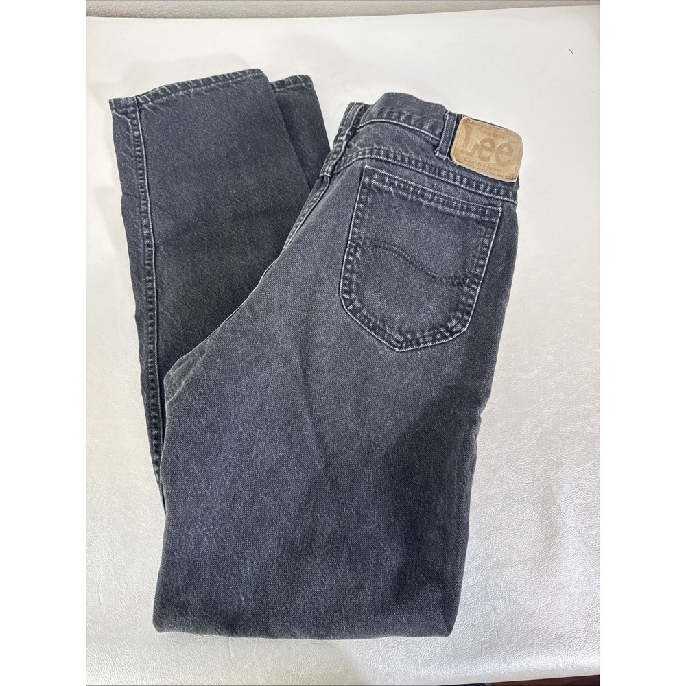 Vintage Lee Jeans Made in USA 33x34 Black wash Button Fly